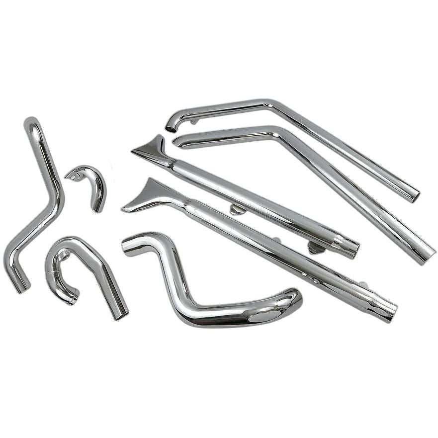 1989～2017 ソフテイル 33インチ フィッシュテール 左右両出し・フルエキゾーストマフラー バッフル付 (クローム)1