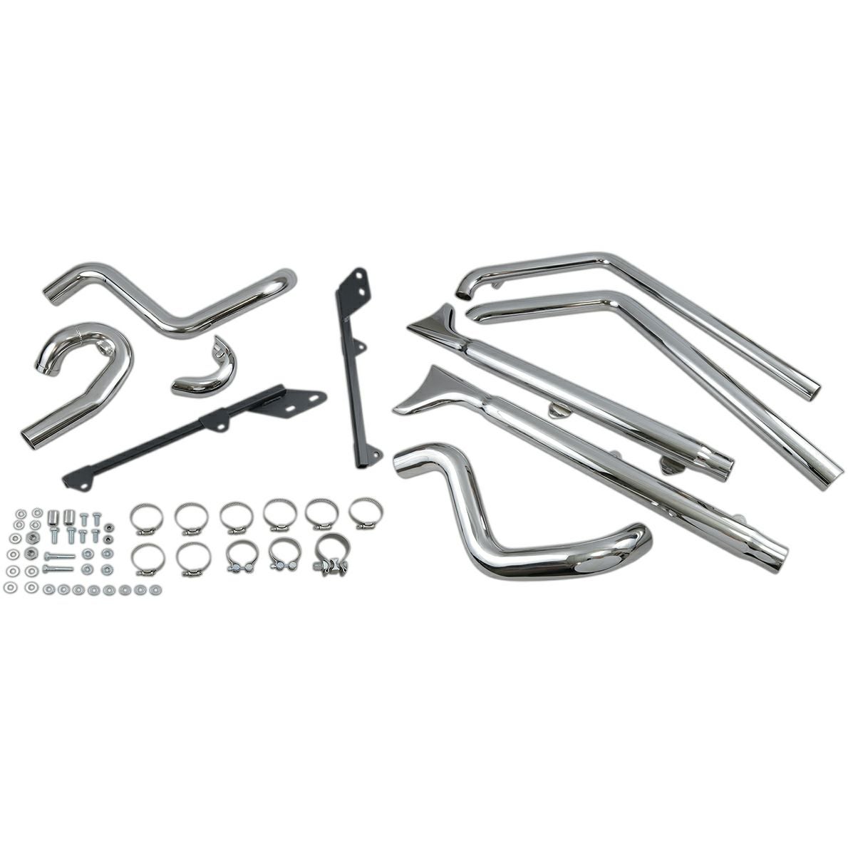 1989～2017 ソフテイル 33インチ フィッシュテール 左右両出し・フルエキゾーストマフラー バッフル付 (クローム)2