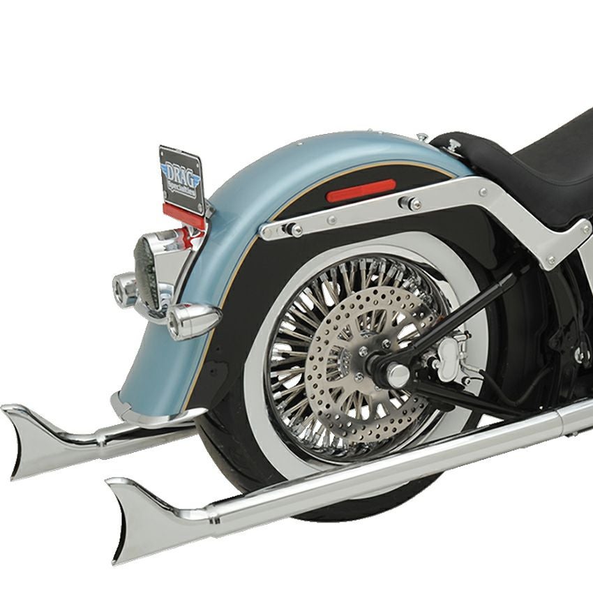 1989～2017 ソフテイル 36インチ フィッシュテール 左右両出し・フルエキゾーストマフラー バッフル付 (クローム)