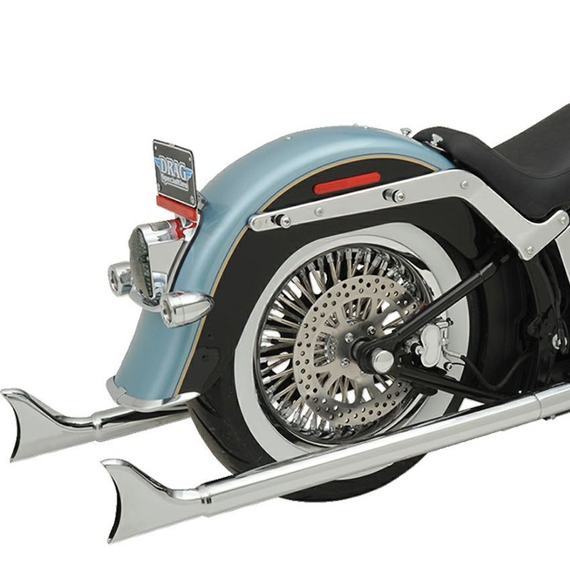 1989～2017 ソフテイル 36インチ フィッシュテール 左右両出し・フルエキゾーストマフラー バッフル付 (クローム)