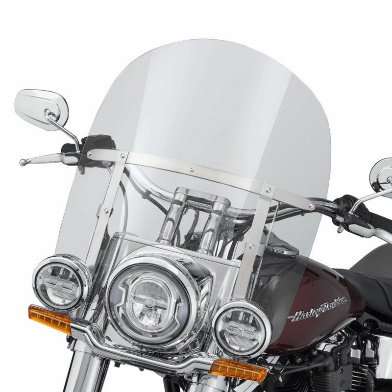 M8 ヘリテイジクラシック、デラックス 16.5インチ カーブ付ウィンドシールド (ライトグレー)