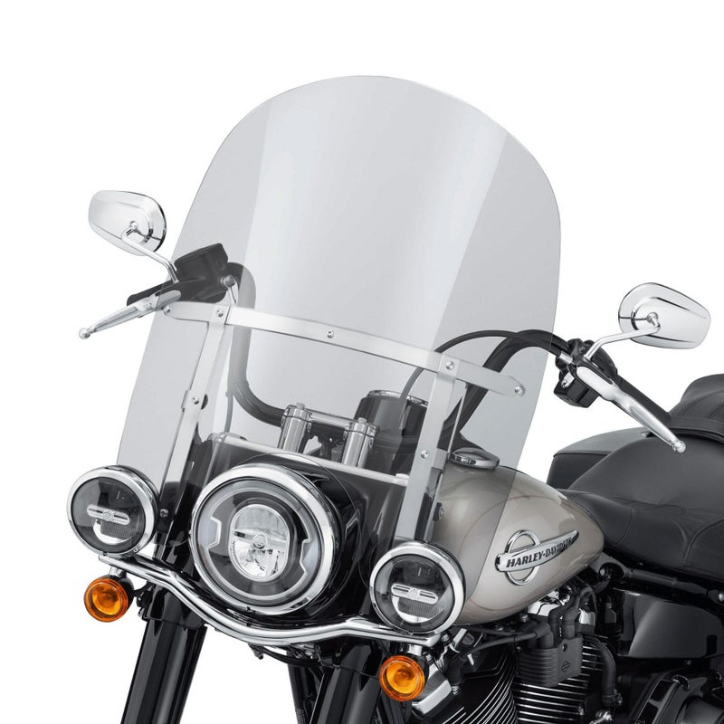 M8 ヘリテイジクラシック、デラックス 19.5インチ カーブ付ウィンドシールド (ライトグレー)