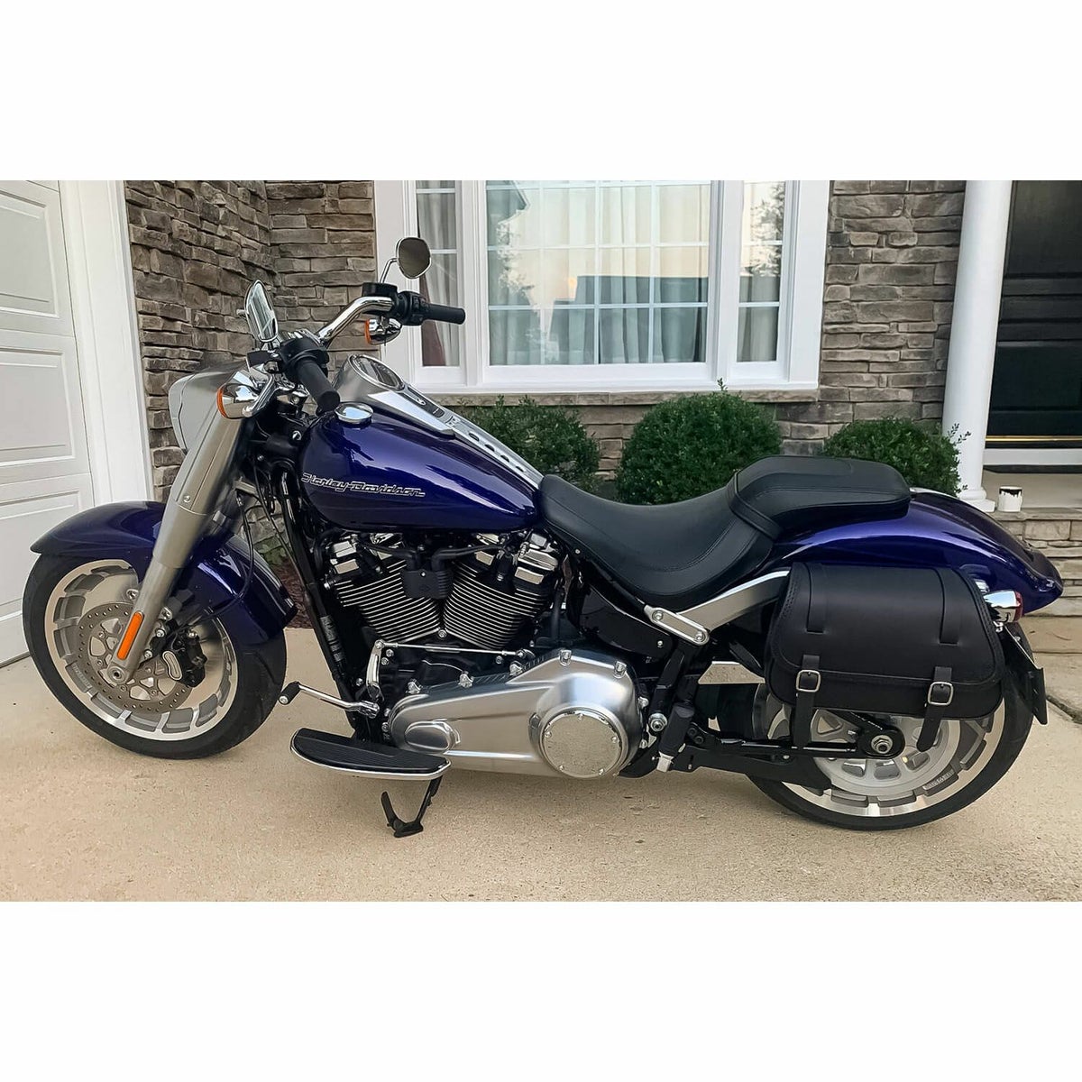  エンズクオイオ Folk レザーサドルバッグ (ダークブラウン) M8ソフテイル8