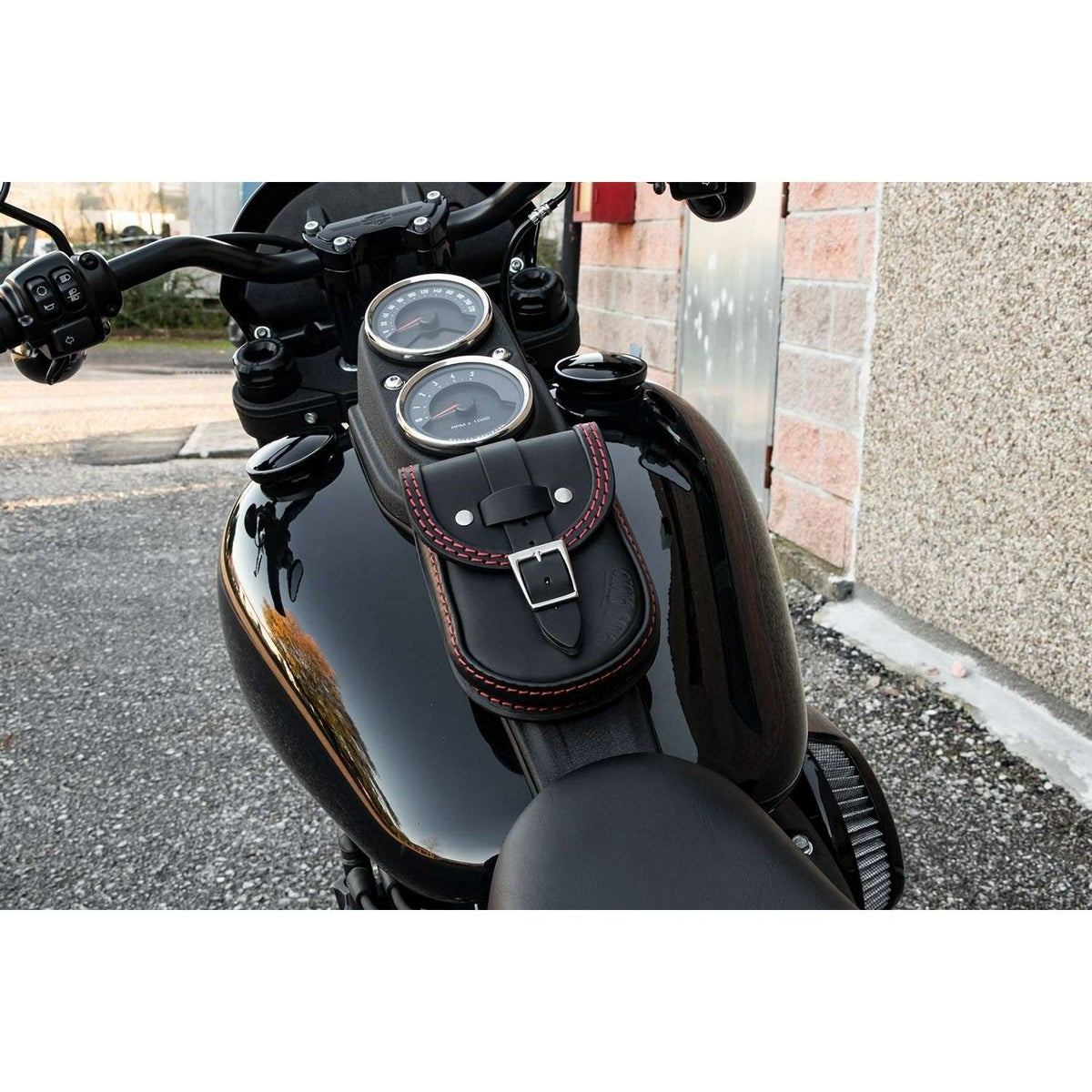 エンズクオイオ Smart レザー タンクバッグ (ダークブラウン) M8 ローライダー/S2