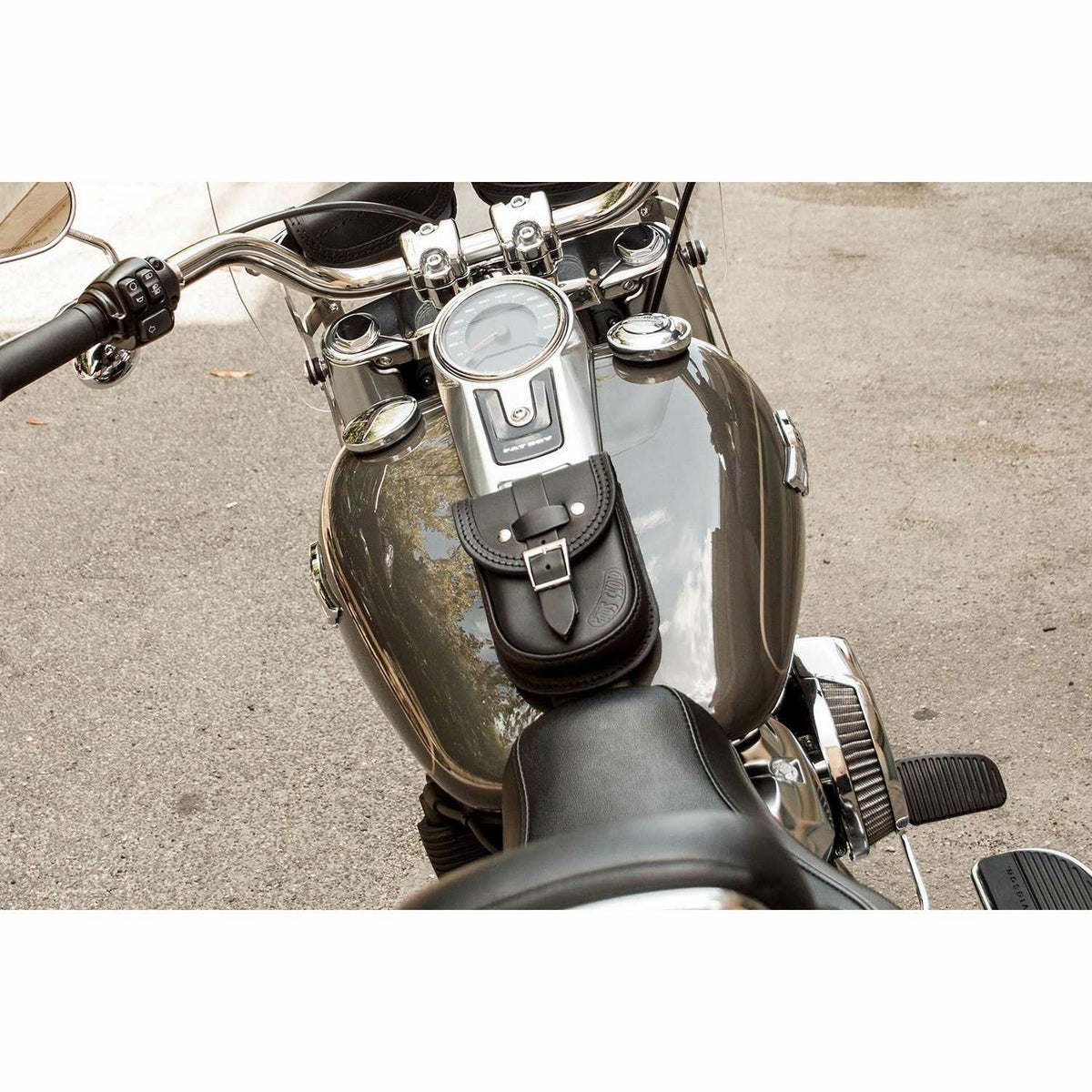 エンズクオイオ Smart レザー タンクバッグ (ダークブラウン) M8 ファットボーイ4