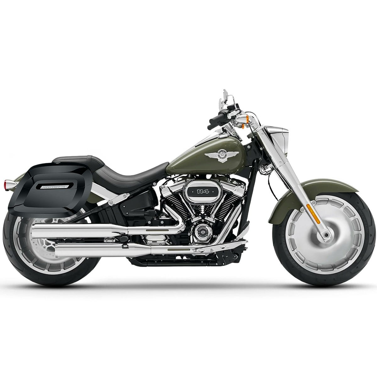  M8 ファットボーイ Lamellar Raven エクストララージ・サドルバッグ 40L (グロスブラック)2