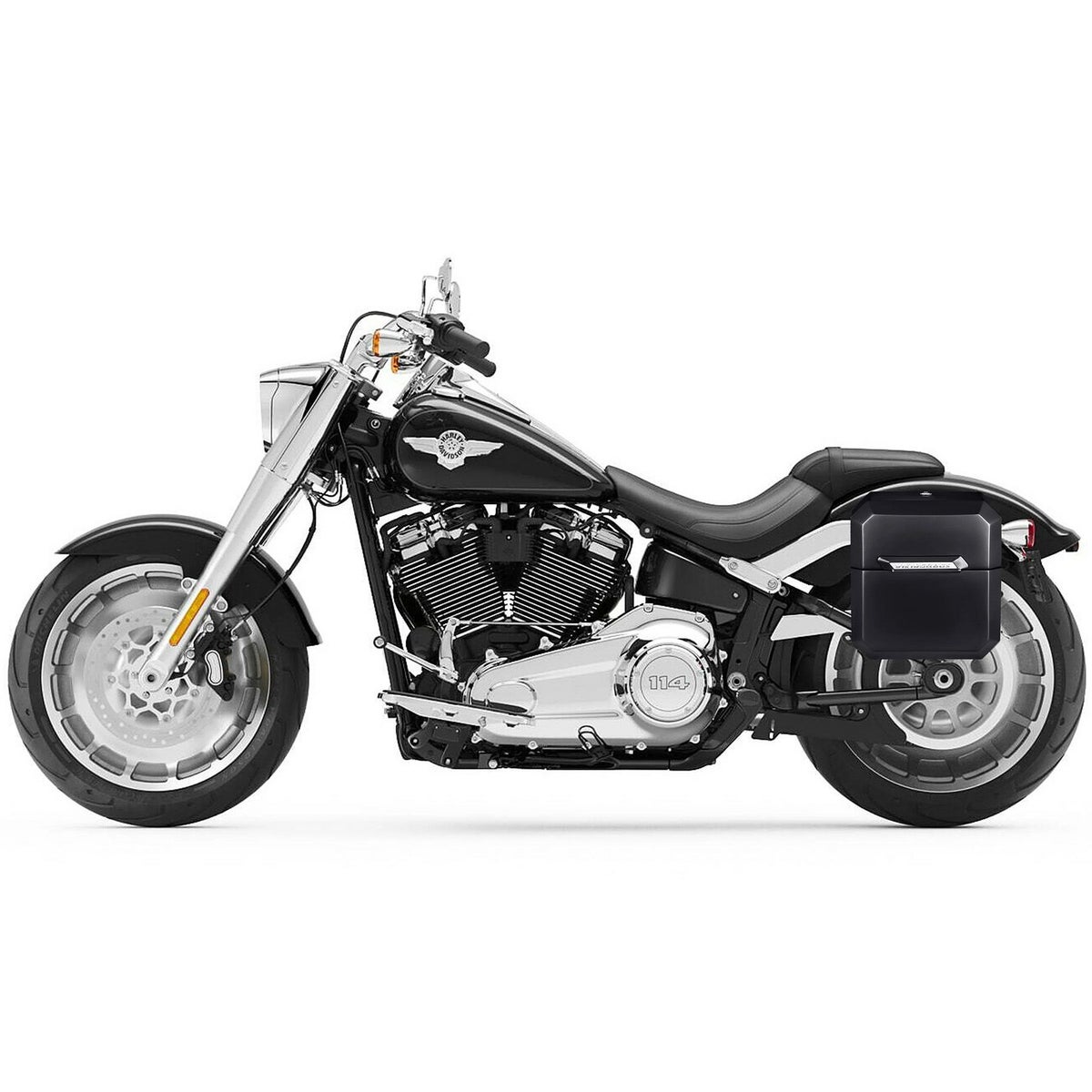  M8 ファットボーイ Outlaw クイックマウント・ミディアム・サドルバッグ 15L 左用 (グロスブラック)1