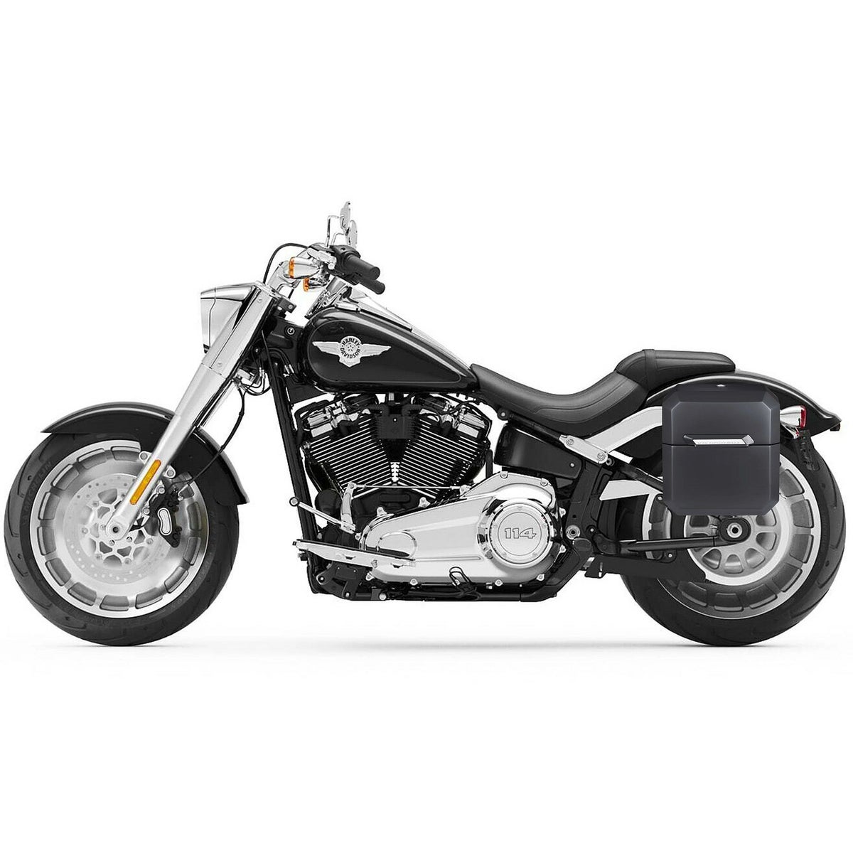 M8 ファットボーイ Outlaw クイックマウント・ミディアム・サドルバッグ 15L 左用 (マットブラック)1