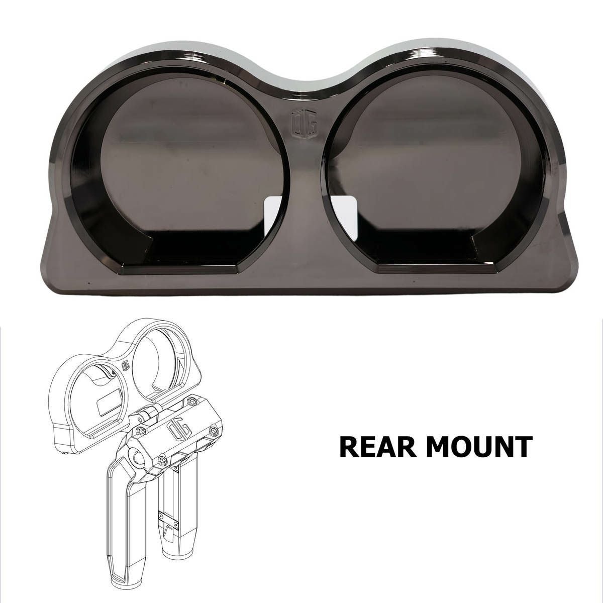 2015～2023 FLTR OGライザー用 デュアル メーターゲージ リアマウント ブラッククローム OG（オリジナルガレージモト）