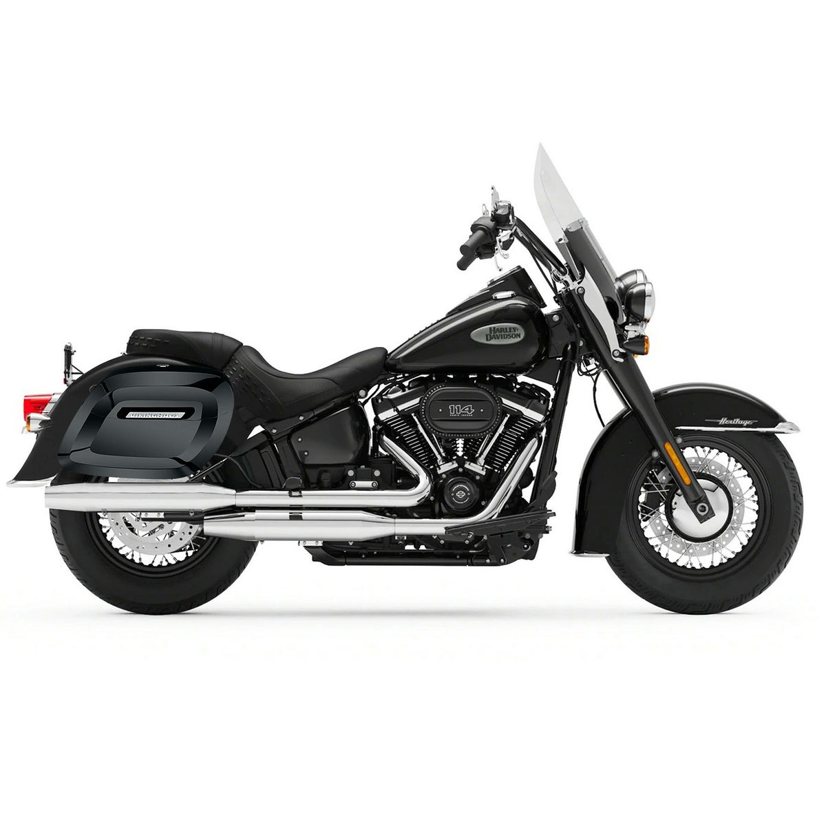 M8 ヘリテイジクラシック Lamellar Raven エクストララージ・サドルバッグ 40L (グロスブラック)1