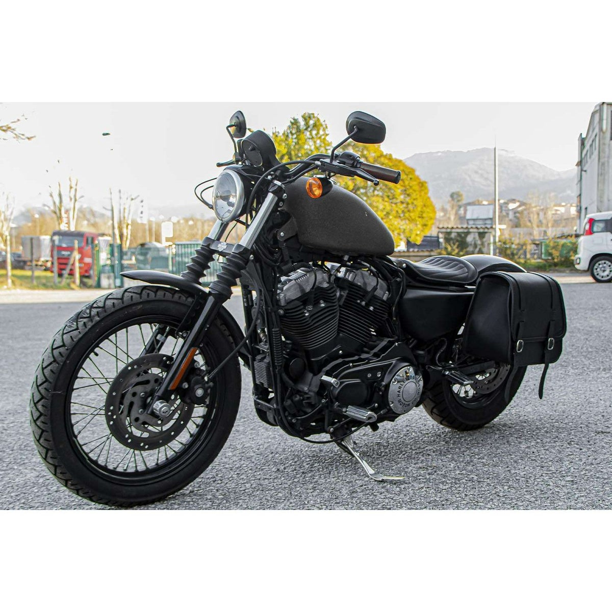  エンズクオイオ Sporty レザーサドルバッグ (ブラック)3