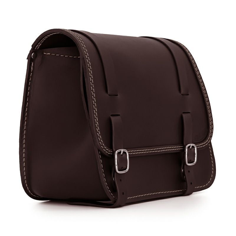 エンズクオイオ Sporty レザーサドルバッグ (ダークブラウン)