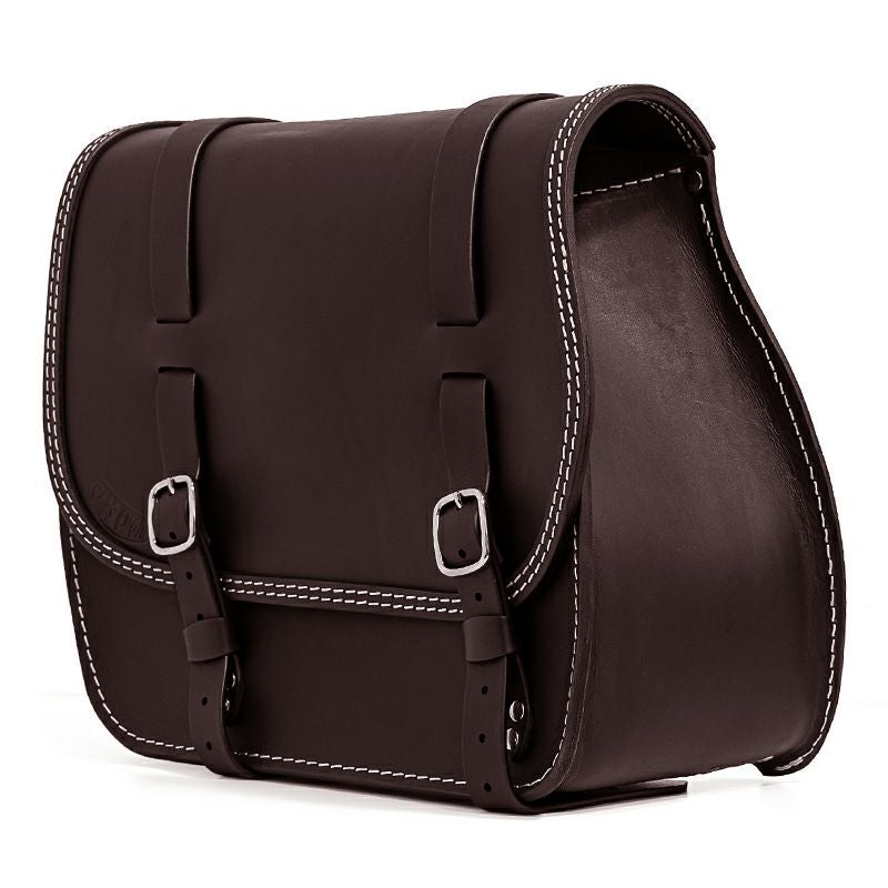 エンズクオイオ Sporty レザーサドルバッグ (ダークブラウン)3