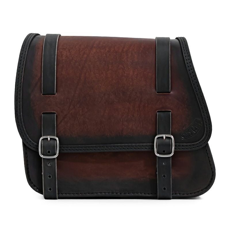 エンズクオイオ Sporty レザーサドルバッグ (ディストレスト・ツートーン・ダーク)