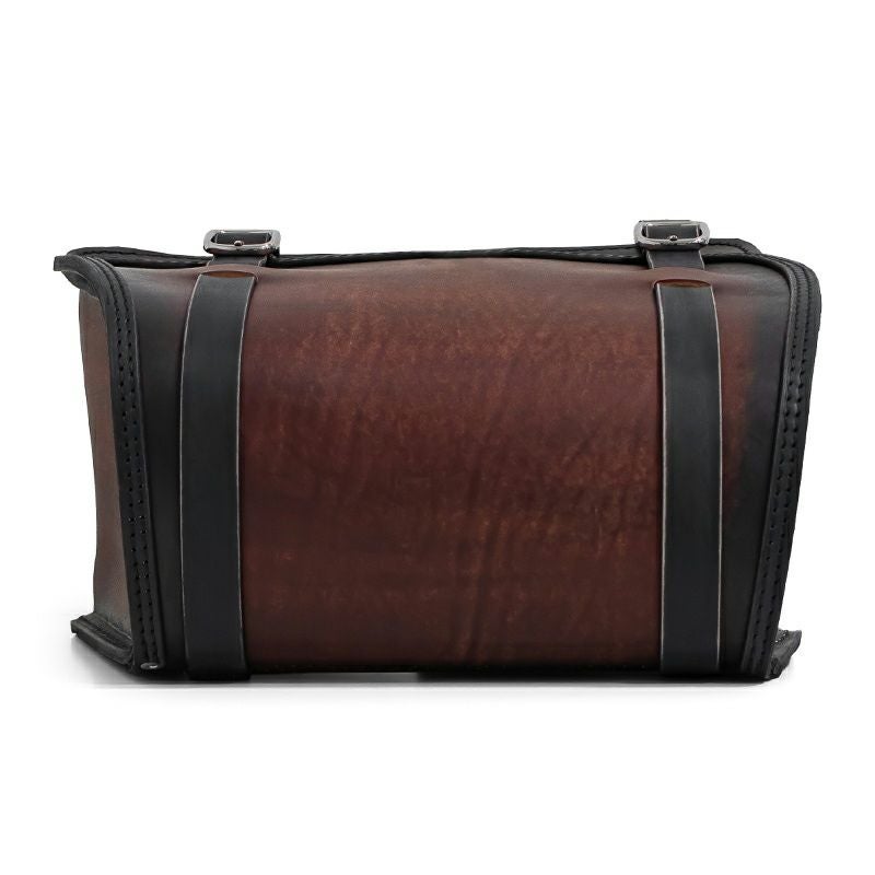 エンズクオイオ Sporty レザーサドルバッグ (ディストレスト・ツートーン・ダーク)1