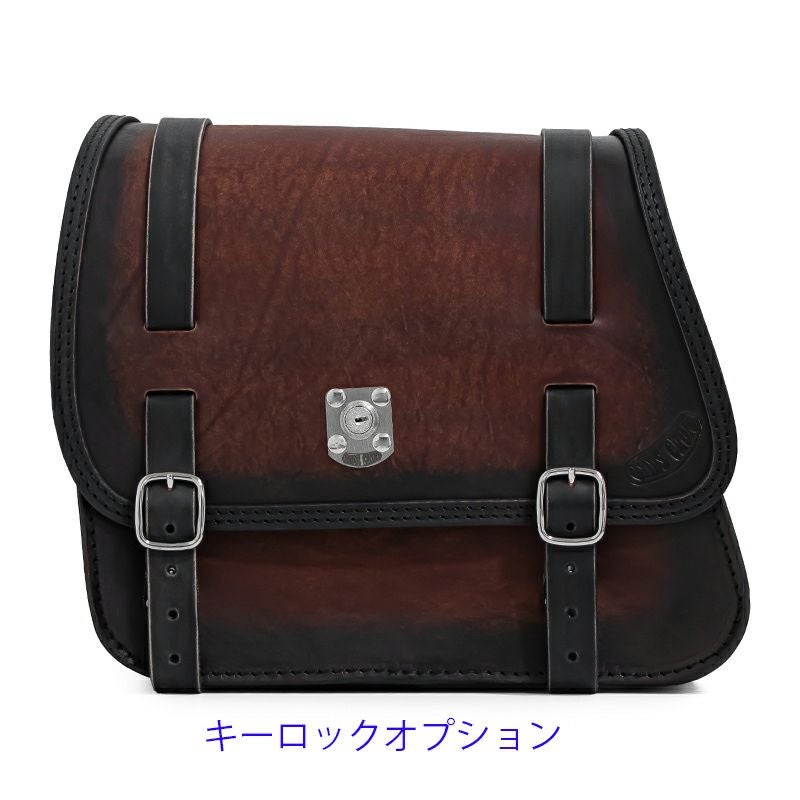 エンズクオイオ Sporty レザーサドルバッグ (ディストレスト・ツートーン・ダーク)7