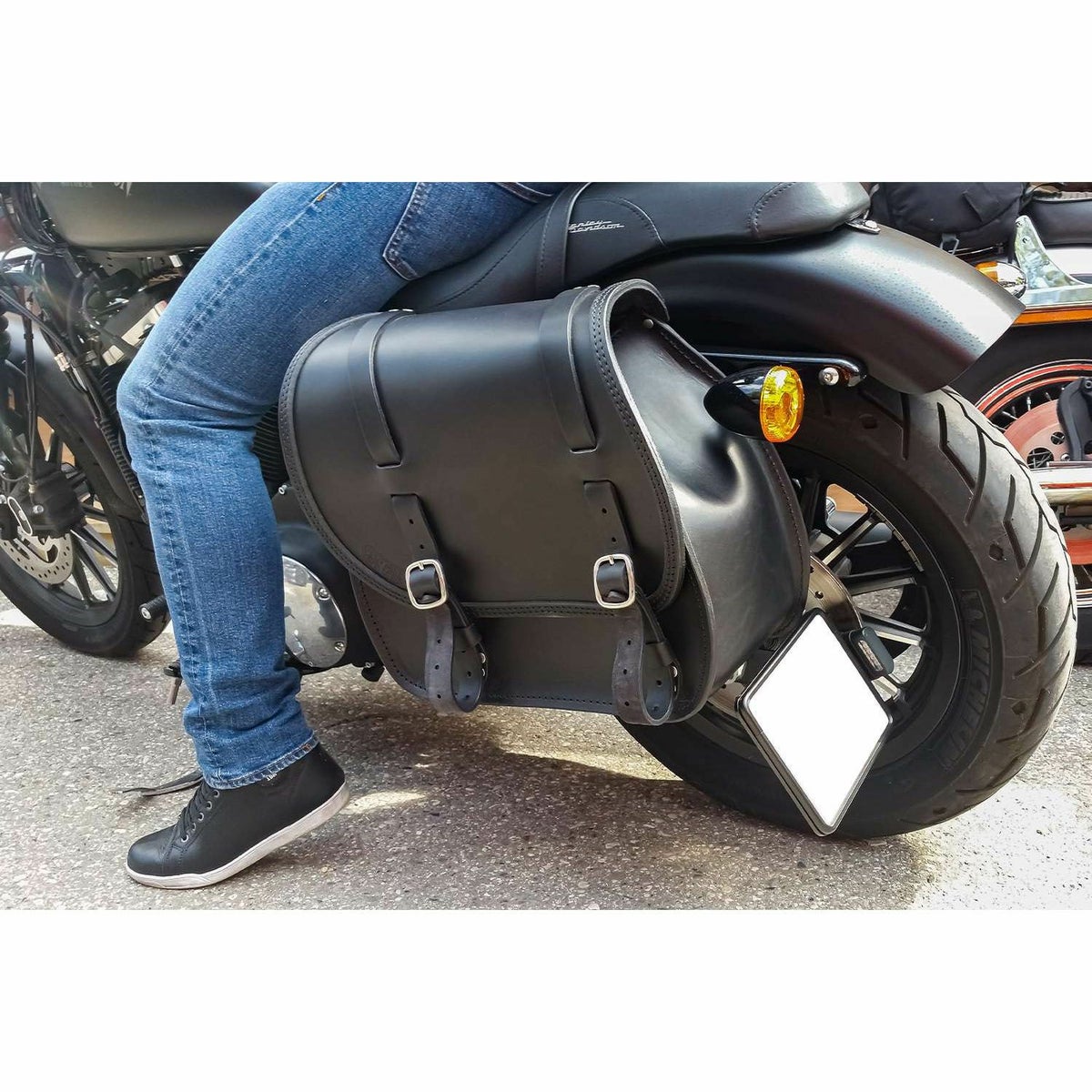 エンズクオイオ Little Boogie Targa レザーサドルバッグ 26.5L (ブラック)6