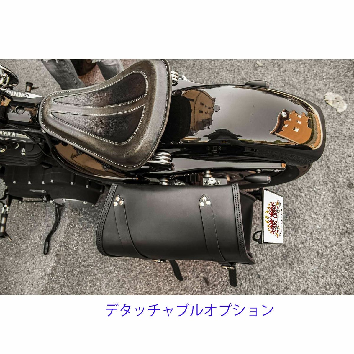  エンズクオイオ Little Boogie Targa レザーサドルバッグ 26.5L (ディストレスト・ツートーン・ダーク)10