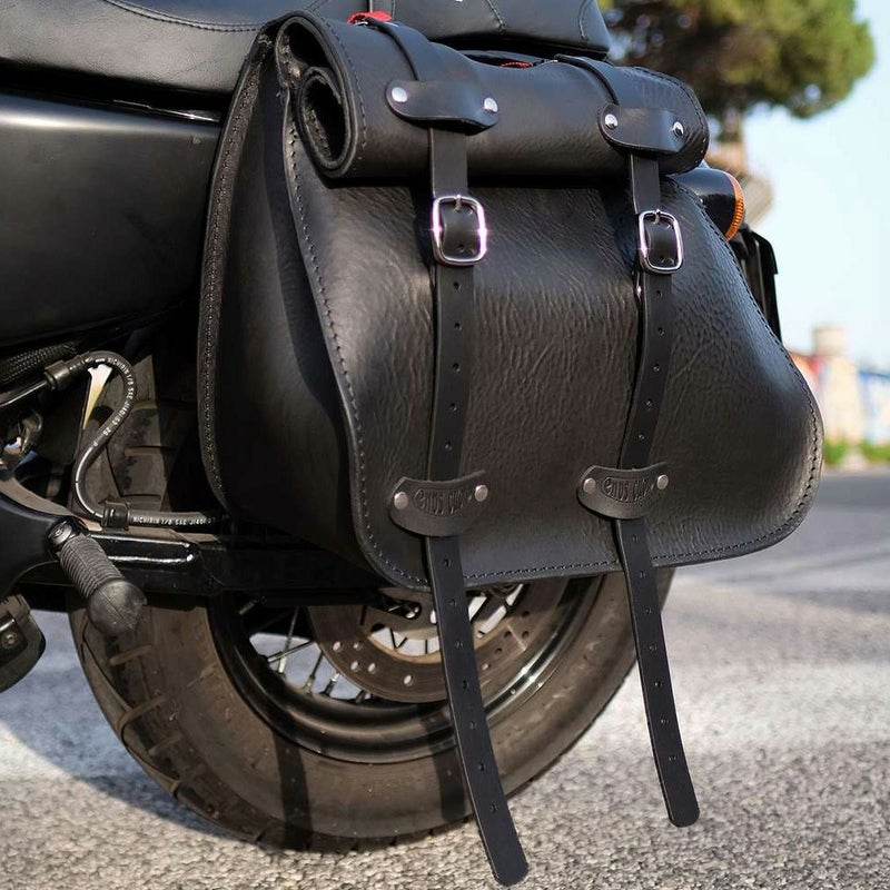 エンズクオイオ Roll Little Boogie レザーサドルバッグ (ブラック)