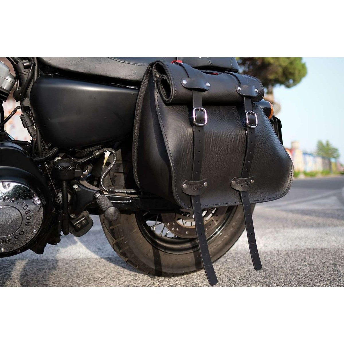 エンズクオイオ Roll Little Boogie レザーサドルバッグ (ブラック)1