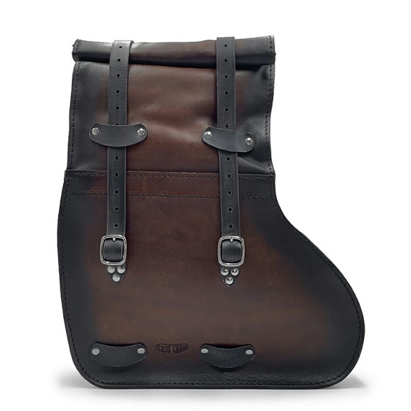 エンズクオイオ Roll Little Boogie レザーサドルバッグ (ディストレスト・ツートーン・ダーク)3