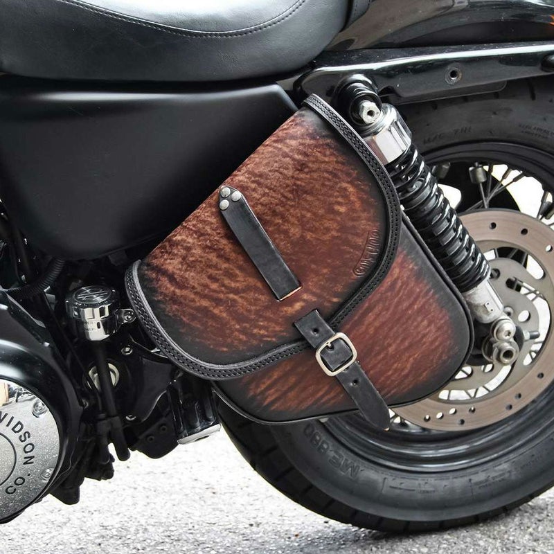 エンズクオイオ Gitan レザーサドルバッグ 6L (ディストレスト・ツートーン・ダーク)