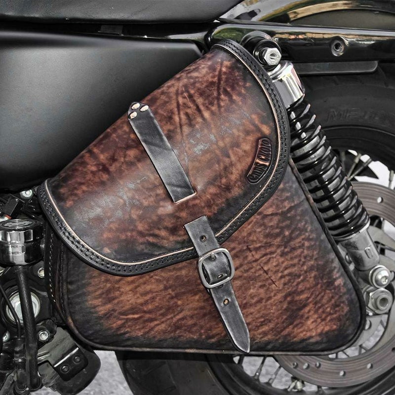 エンズクオイオ Klezmer レザーサドルバッグ 5L (ディストレスト・ツートーン・ダーク)