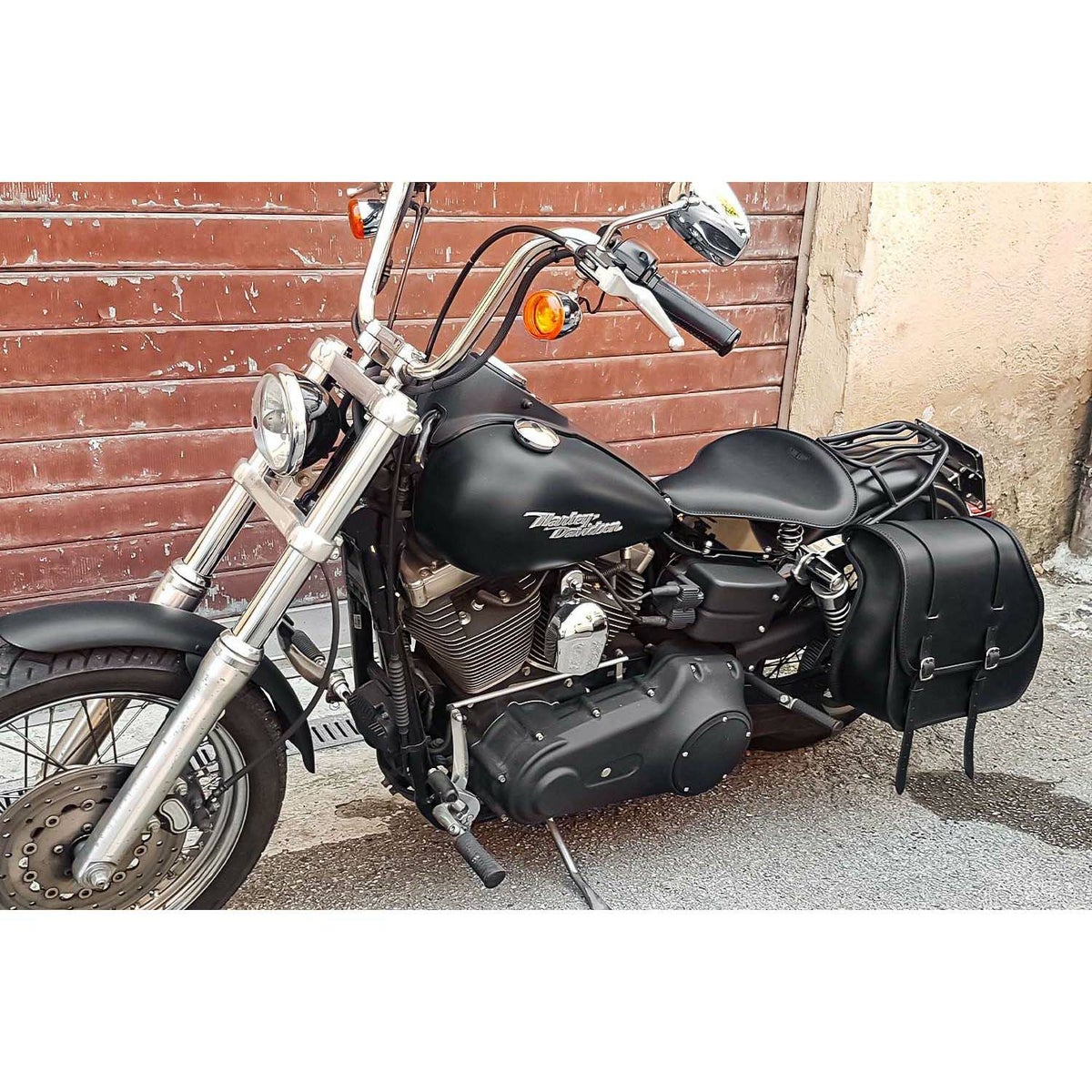 エンズクオイオ Middle Dyna レザーサドルバッグ 29.5L (ブラック)4