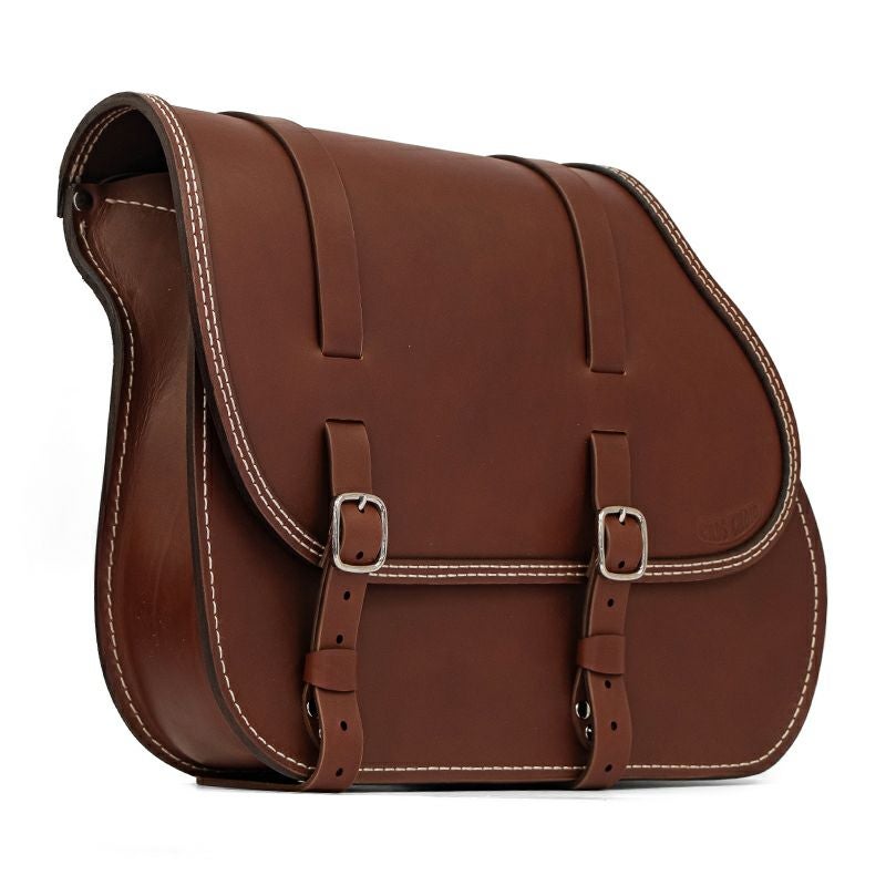 エンズクオイオ Middle Dyna レザーサドルバッグ 29.5L (ダークブラウン)