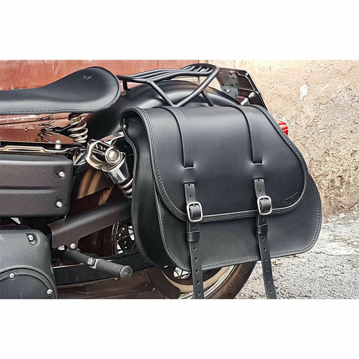 エンズクオイオ Middle Dyna レザーサドルバッグ 29.5L (ダークブラウン)8