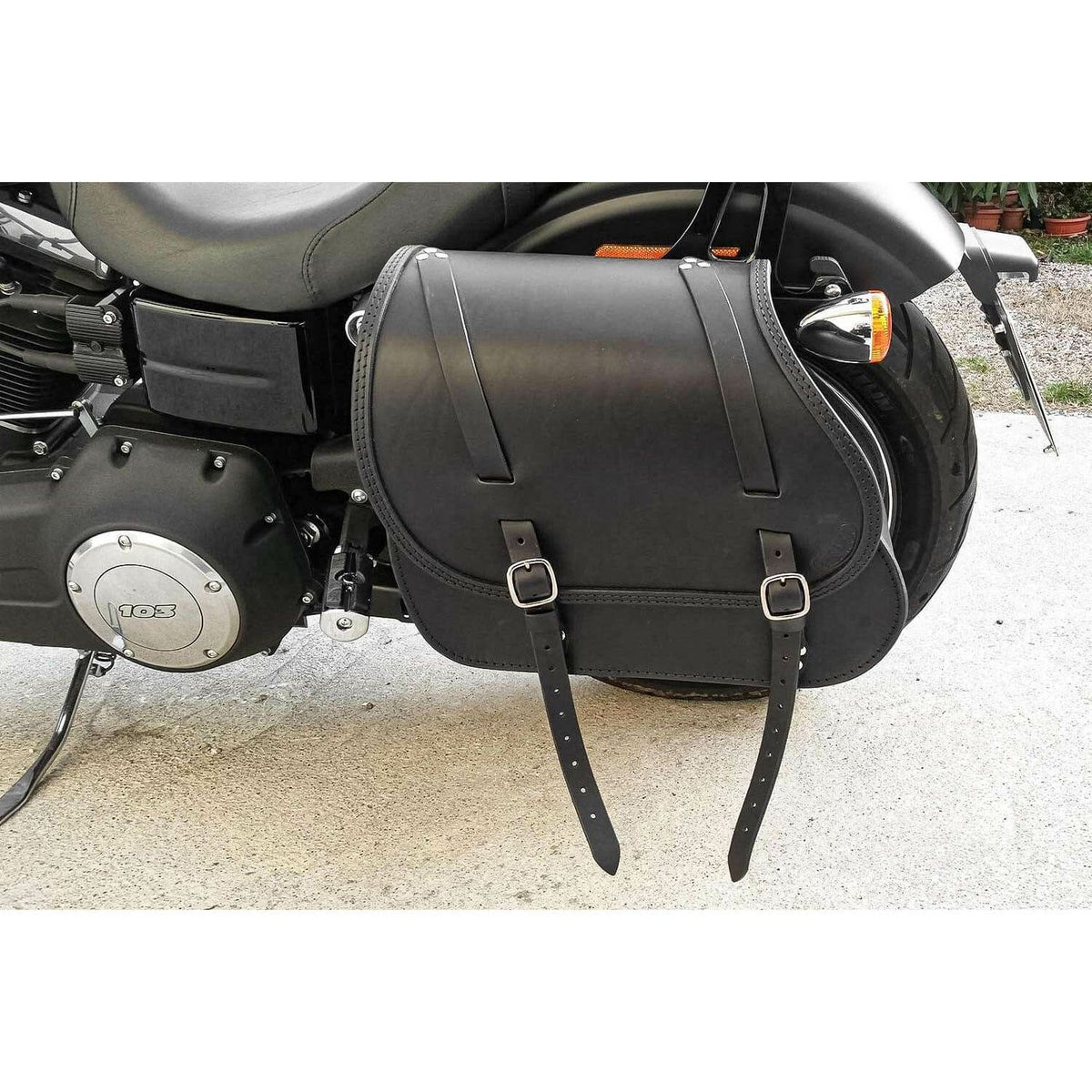 エンズクオイオ Little Dyna レザーサドルバッグ 25.5L (リンクルレザー)6