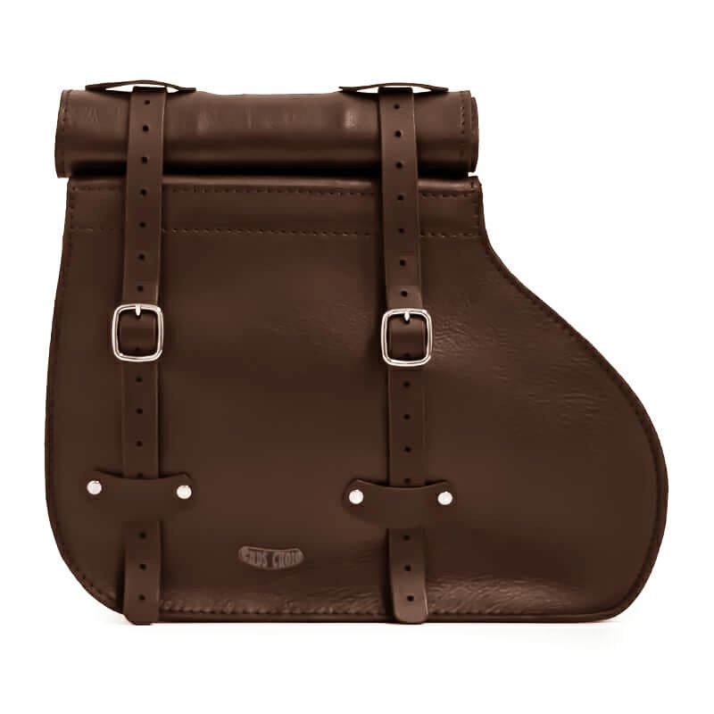 エンズクオイオ Roll Middle Dyna レザーサドルバッグ 46.3L (ダークブラウン)1
