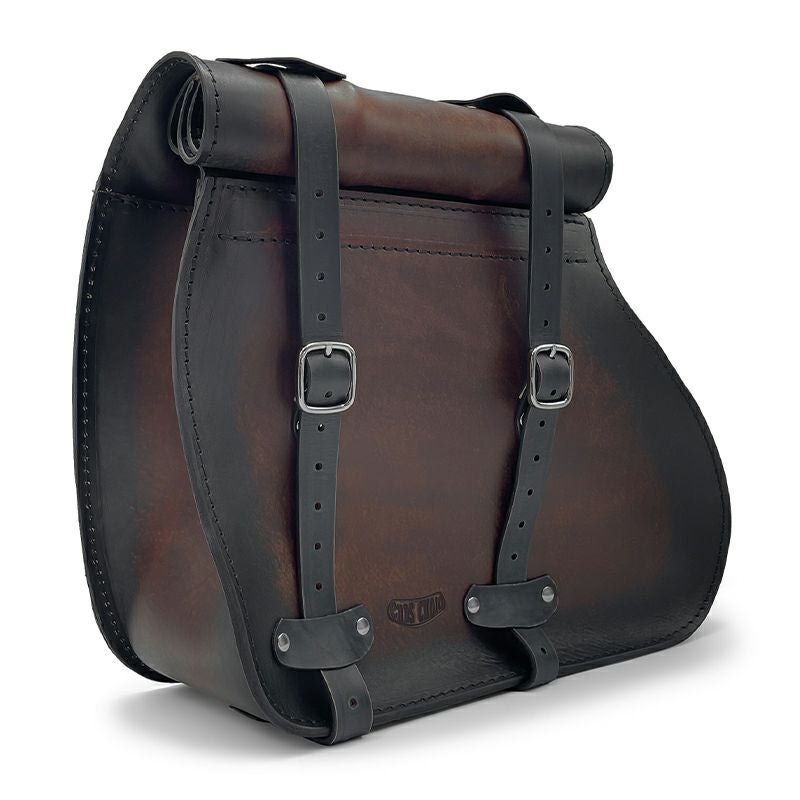  エンズクオイオ Roll Middle Dyna レザーサドルバッグ 46.3L (ディストレスト・ツートーン・ダーク)1