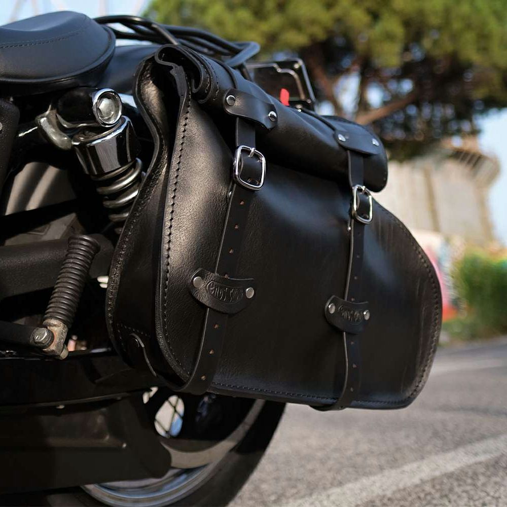  エンズクオイオ Roll Middle Dyna レザーサドルバッグ 46.3L (ディストレスト・ツートーン・ダーク)5