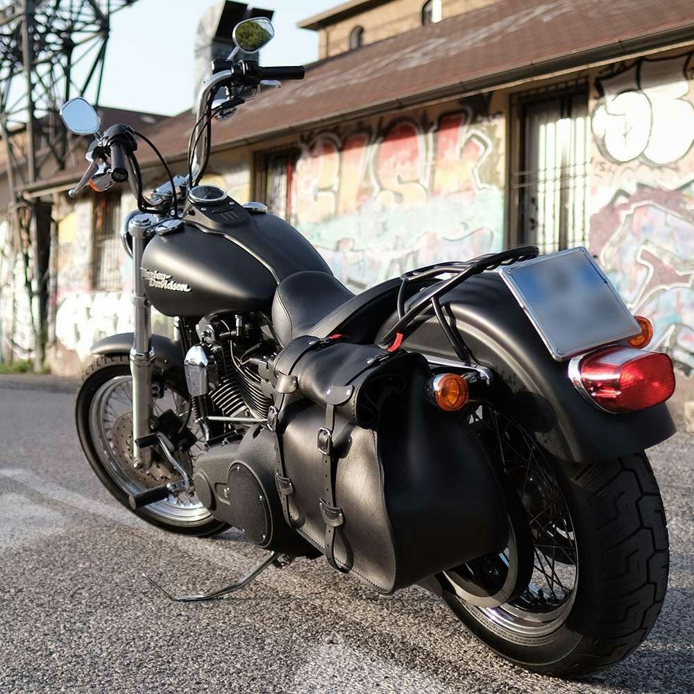  エンズクオイオ Roll Middle Dyna レザーサドルバッグ 46.3L (ディストレスト・ツートーン・ダーク)10