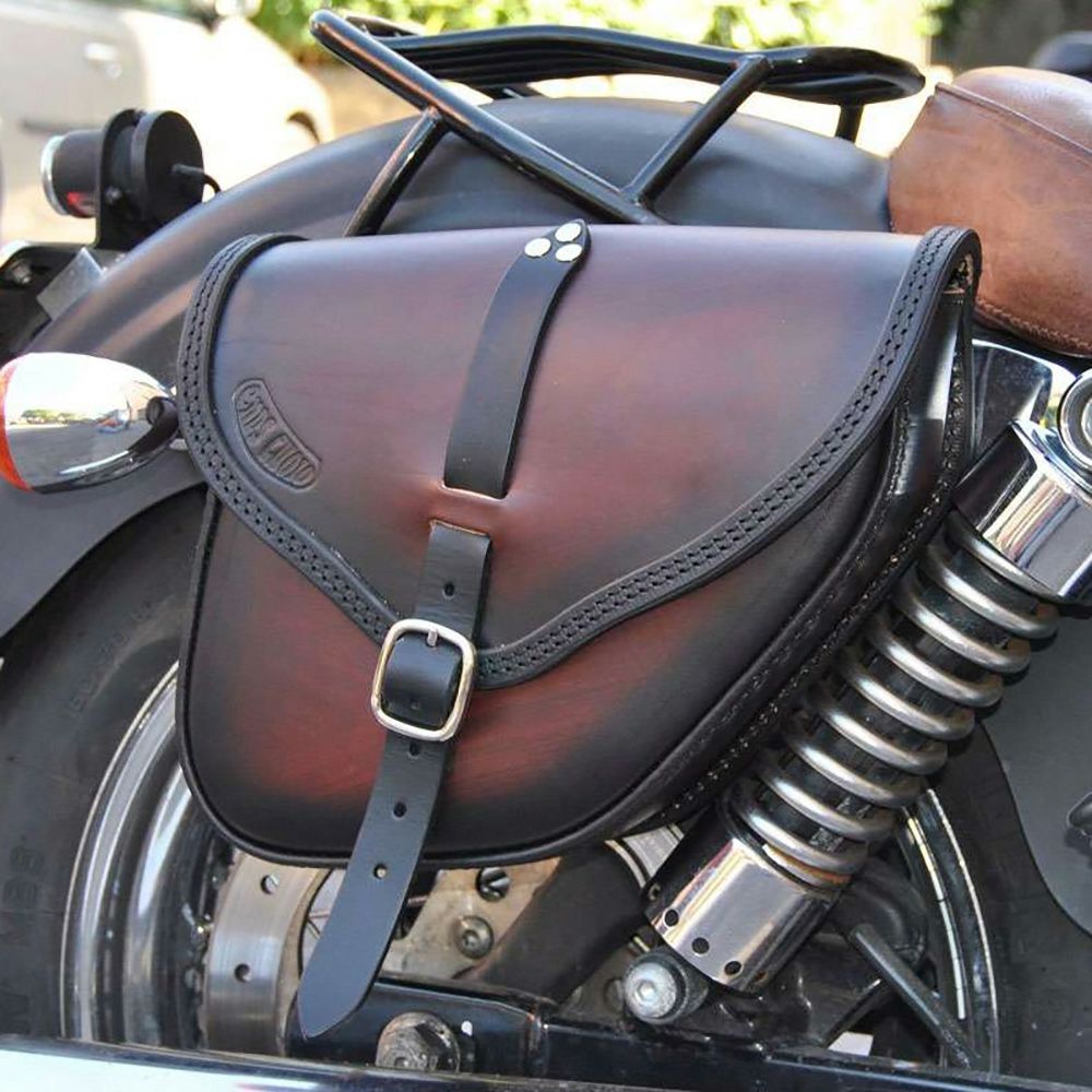 エンズクオイオ Small Tango レザーサドルバッグ 5.6L (ツートーン・ダーク)