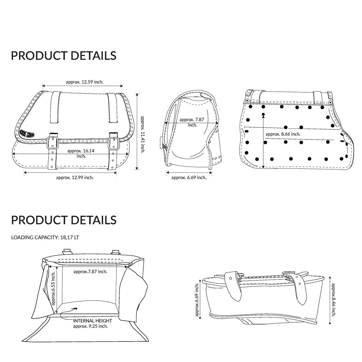 リトル GYPSY レザーサドルバッグ 18L (ディストレスト・ツートーン・ダーク)6