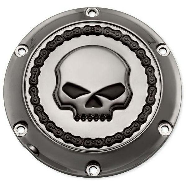 スカル＆チェーン・ダービーカバー　スモーキークローム　/スカル 　スポーツスター-01