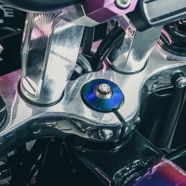 M8 ソフテイル ビレット フォークステムキャップ ブルー OG