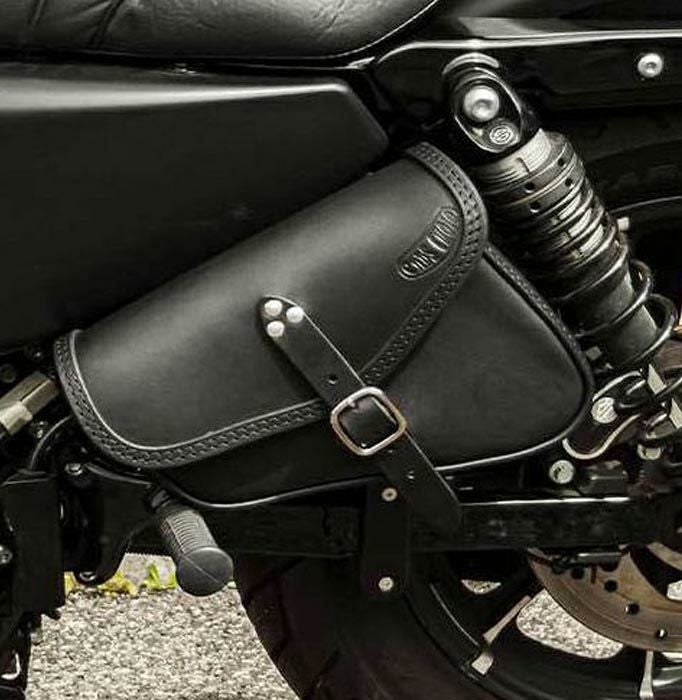 エンズクオイオ Mambo レザーサドルバッグ 4L 左用 (ブラック