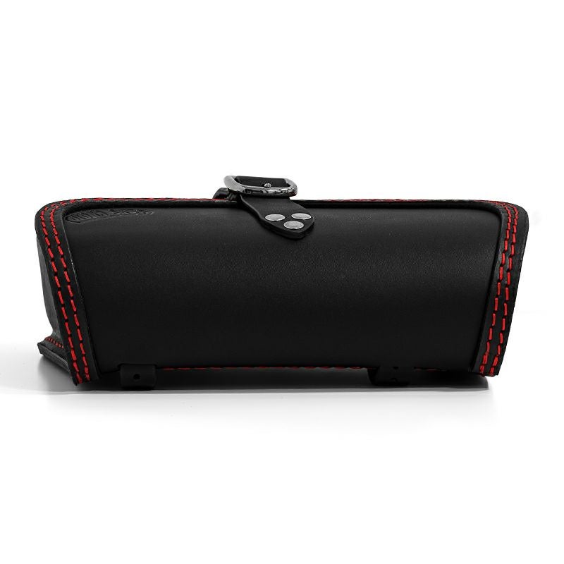 Mambo レザーサドルバッグ 4L 左用 (ブラック/レッドステッチ)4