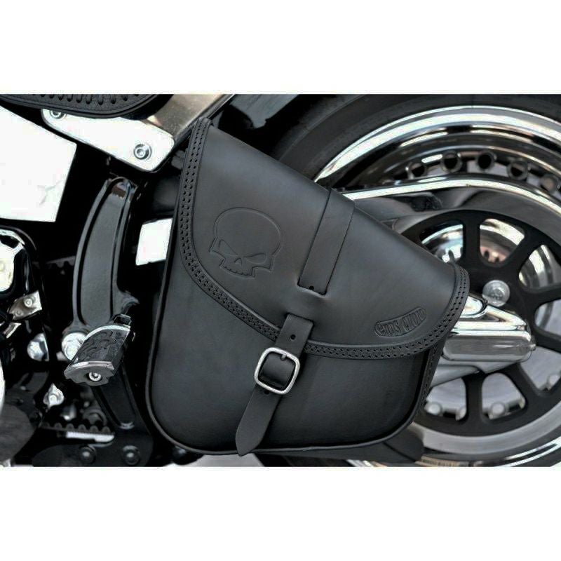 BOB レザー スイングアームバッグ スカル (ブラック) M8ソフテイル1
