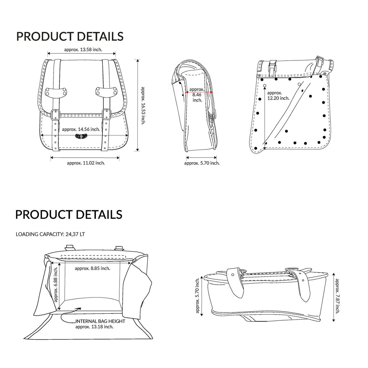 Twist レザーサドルバッグ 24L (リンクルレザー)9