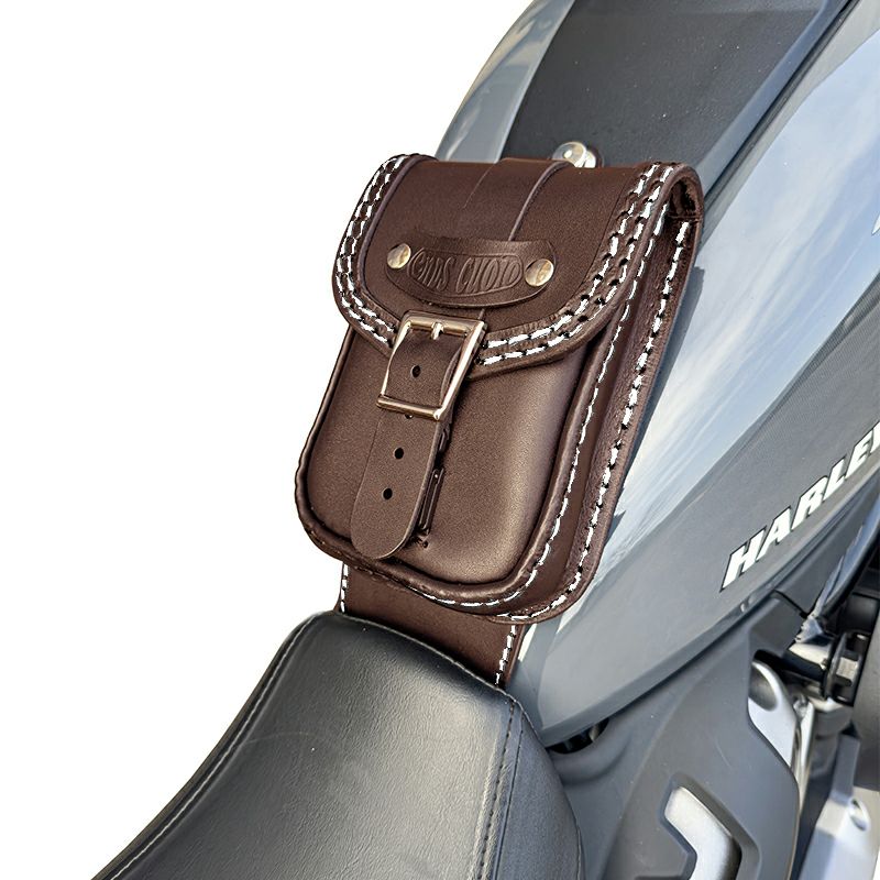 Smart レザータンクバッグ (ダークブラウン/ホワイトステッチ)