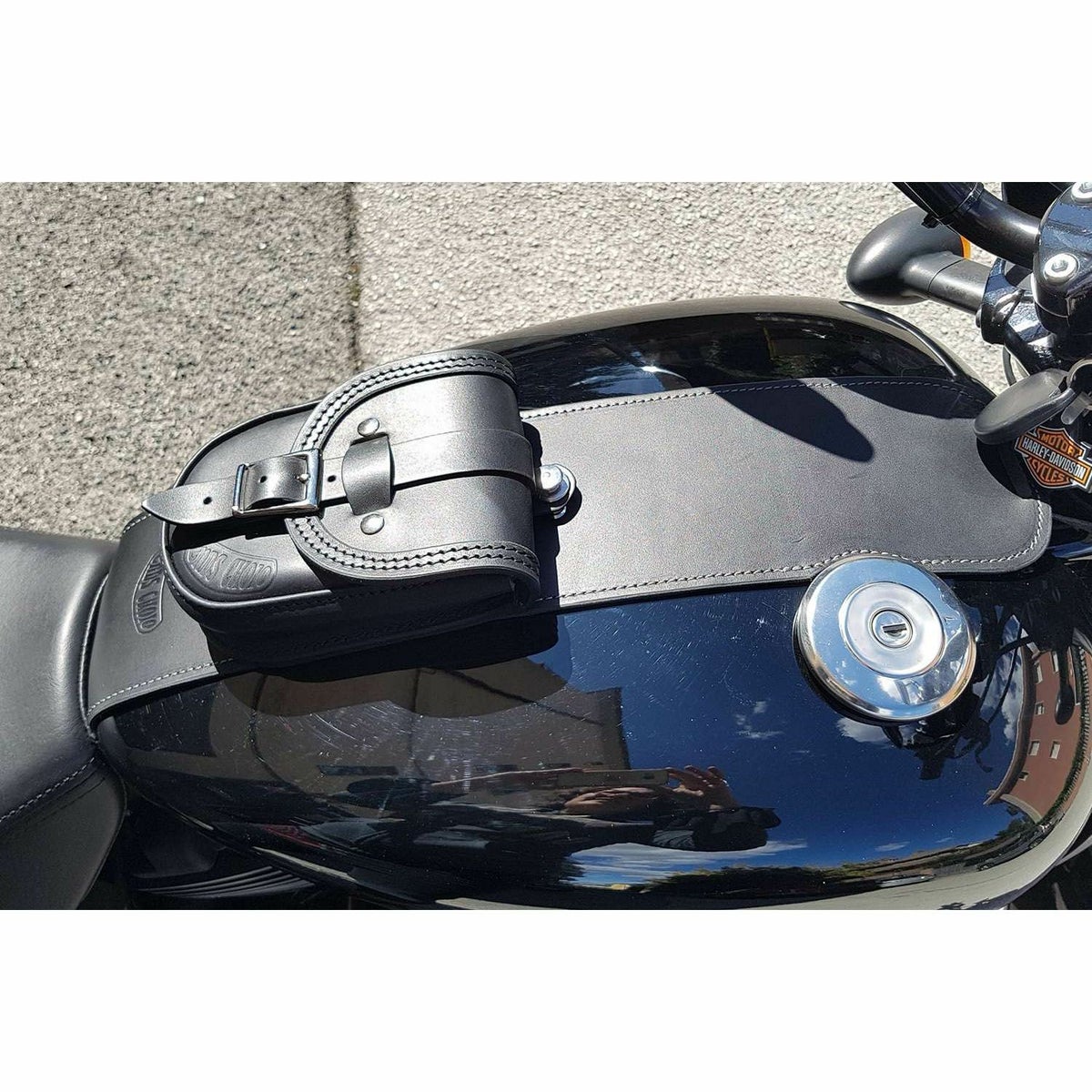 Smart レザータンクバッグ (ブラック) ストリート1