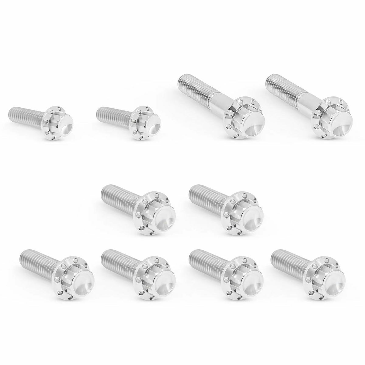 Arlenness（アレンネス） チタン 12ポイント トランスミッションサイドカバー、トラップドア ボルトキット ポリッシュ ケーブルクラッチ ツインカム用 3