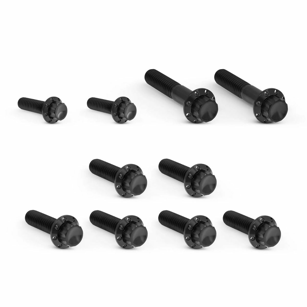 Arlenness（アレンネス） チタン 12ポイント トランスミッションサイドカバー、トラップドア ボルトキット ブラック ケーブルクラッチ ツインカム用 2