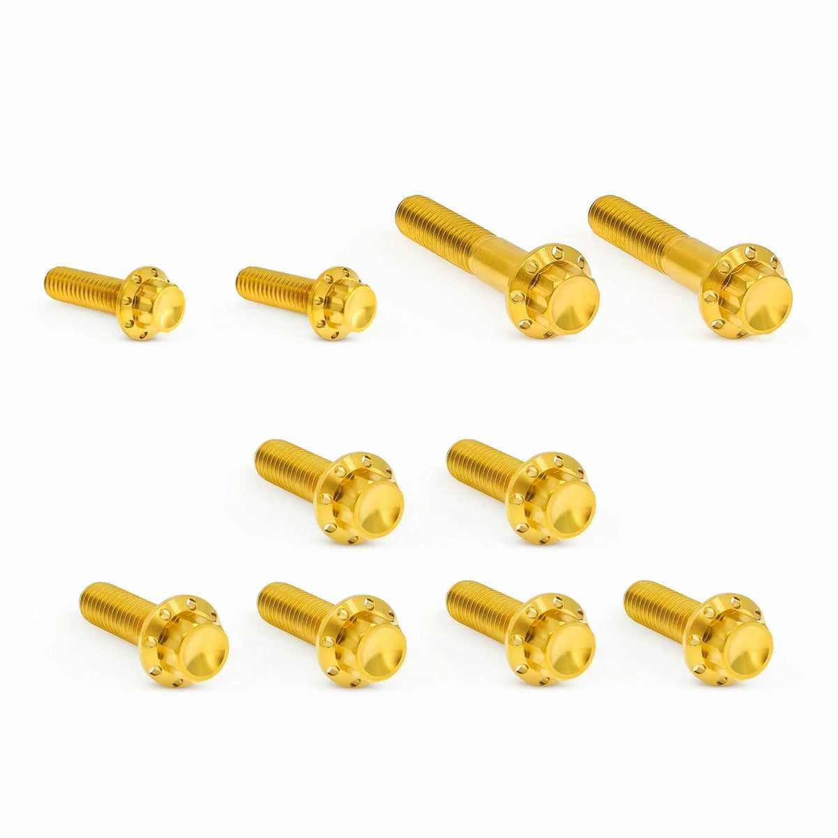 Arlenness（アレンネス） チタン 12ポイント トランスミッションサイドカバー、トラップドア ボルトキット ゴールド ケーブルクラッチ ツインカム用 2