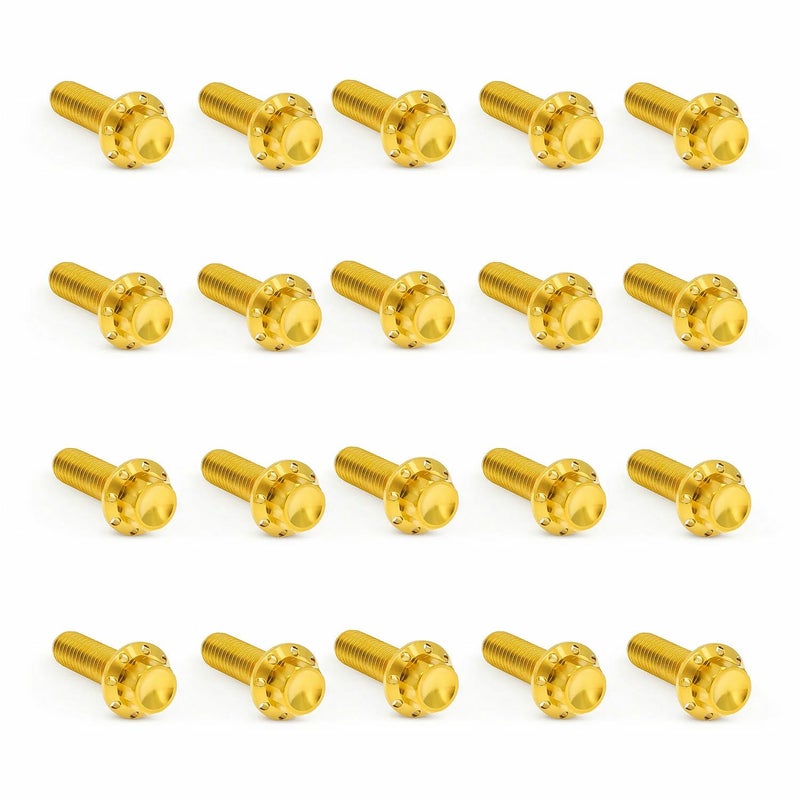 Arlenness（アレンネス） チタン 12ポイント ロッカーボックスボルトキット ゴールド M8 ツーリング、ソフテイル