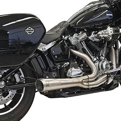 2-into-1 Exhaust for Harley Touring for 95-08 – Rinehart Racing RineHart ハーレー マフラー本体 1986-2011 Softail 2-1 System Chrome With Black End ライ…